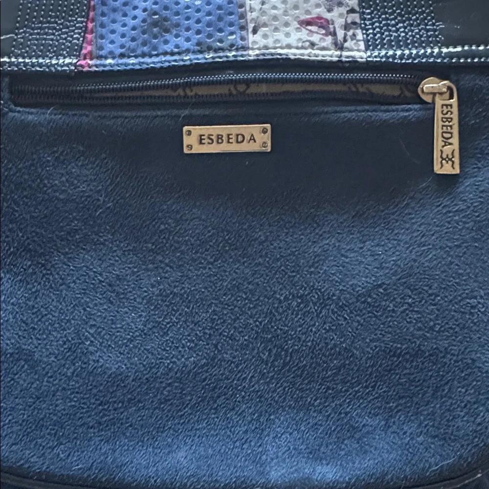 Esbeda Pop Art Blue & Multicolor Crossbody Bag flap faux‎ suede faux patent